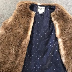 Faux fur vest with navy and white dots size 10/12